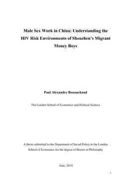 Male Sex Work in China: Understanding the HIV Risk Environments of Shenzhen’S Migrant Money Boys