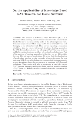 On the Applicability of Knowledge Based NAT-Traversal for Home Networks