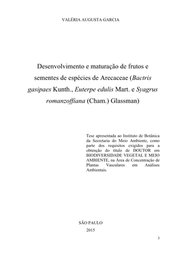 Bactris Gasipaes Kunth., Euterpe Edulis Mart. E Syagrus Romanzoffiana (Cham.) Glassman