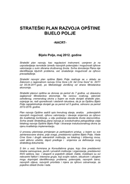 Strateški Plan Razvoja Opštine Bijelo Polje