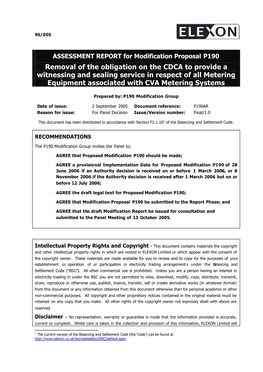 Removal of the Obligation on the CDCA to Provide a Witnessing and Sealing Service in Respect of All Metering Equipment Associated with CVA Metering Systems