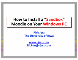 How to Install a “Personal” Moodle on Your PC Or