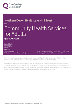 Northern Devon Healthcare NHS Trust RBZ Community Health Services for Adults Quality Report