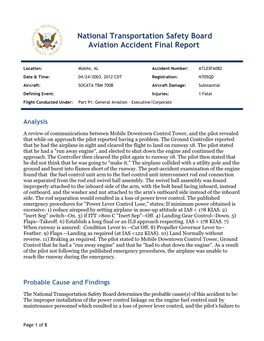 National Transportation Safety Board Aviation Accident Final Report