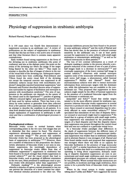 Physiology of Suppression in Strabismic Amblyopia