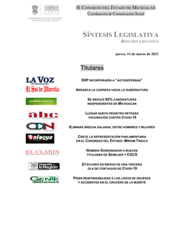 Síntesis Legislativa Resumen Ejecutivo