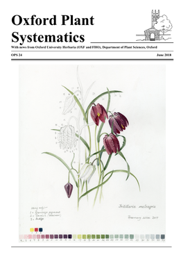 Oxford Plant Systematics with News from Oxford University Herbaria (OXF and FHO), Department of Plant Sciences, Oxford