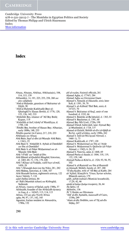 The Mamluks in Egyptian Politics and Society Edited by Thomas Philipp and Ulrich Haarmann Index More Information