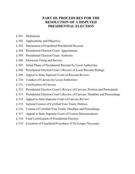 Part Iii. Procedures for the Resolution of a Disputed Presidential Election