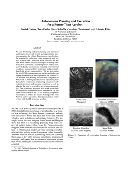 Autonomous Planning and Execution for a Future Titan Aerobot∗