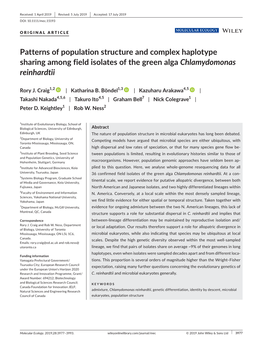 Patterns of Population Structure and Complex Haplotype Sharing Among Field Isolates of the Green Alga Chlamydomonas Reinhardtii