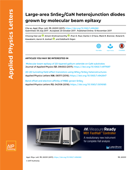 Large-Area Snse2/Gan Heterojunction Diodes Grown by Molecular Beam Epitaxy