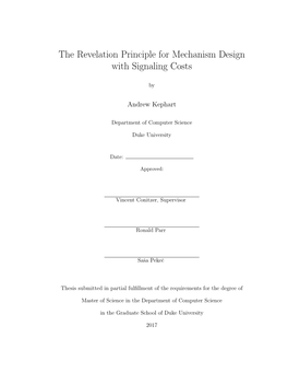 The Revelation Principle for Mechanism Design with Signaling Costs