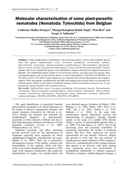 Molecular Characterisation of Some Plant-Parasitic Nematodes