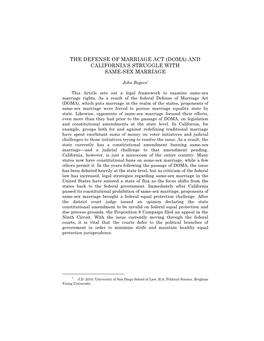 The Defense of Marriage Act (Doma) and California‘S Struggle with Same-Sex Marriage