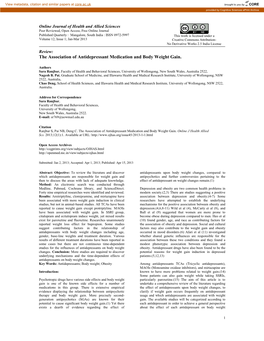 The Association of Antidepressant Medication and Body Weight Gain