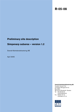 Preliminary Site Description Simpevarp Subarea – Version 1.2