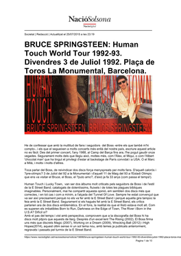 BRUCE SPRINGSTEEN: Human Touch World Tour 1992-93