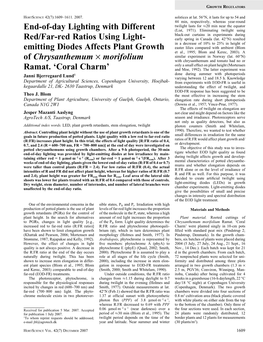 End-Of-Day Lighting with Different Red/Far-Red Ratios Using Light