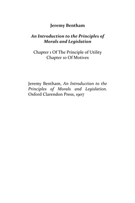 Jeremy Bentham Theory of Legislation