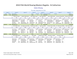 2010 FISA World Rowing Masters Regatta - St Catharines Order of Racing