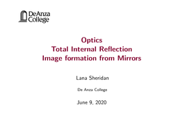 Optics Total Internal Reflection Image Formation from Mirrors