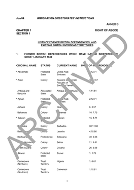 Annex D Chapter 1 Right of Abode Section 1