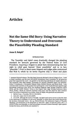 Not the Same Old Story: Using Narrative Theory to Understand and Overcome the Plausibility Pleading Standard