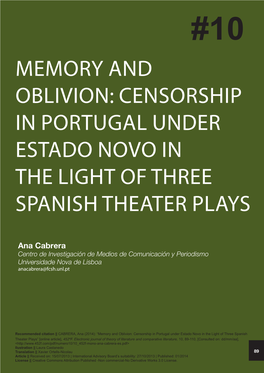 Censorship in Portugal Under Estado Novo in the Light of Three Spanish Theater Plays