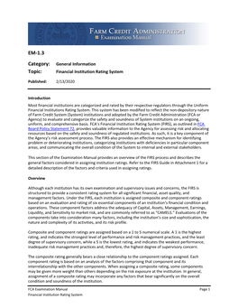 EM-1.3 Financial Institution Rating System