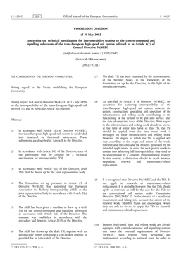 COMMISSION DECISION of 30 May 2002 Concerning the Technical