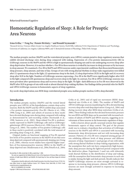 Homeostatic Regulation of Sleep: a Role for Preoptic Area Neurons