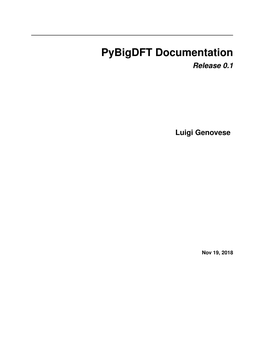 Pybigdft Documentation Release 0.1