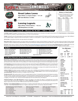 Lansing Lugnuts Great Lakes Loons