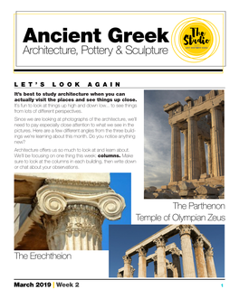 Ancient Greek the Studiowith Architecture, Pottery & Sculpture ART HIST RY KIDS