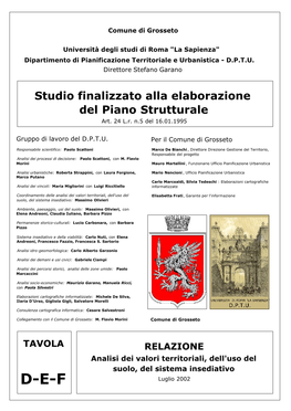 Studio Finalizzato Alla Elaborazione Del Piano Strutturale Art