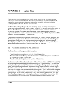 APPENDIX D Urban Ring