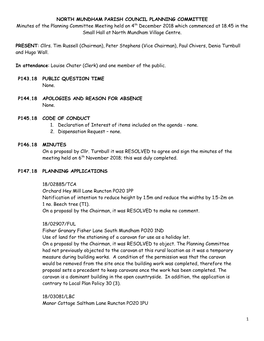 1 North Mundham Parish Council Planning Committee