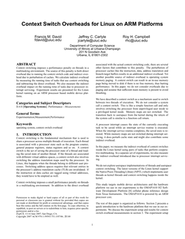 Context Switch Overheads for Linux on ARM Platforms