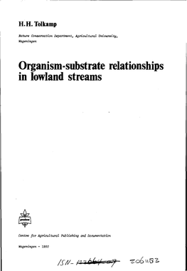 Organism-Substrate Relationships in Lowland Streams
