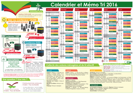 Calendrier Et Mémo Tri 2016 Janvier Février Mars Avril Mai Juin Ambassadrice Du Tri 1 V Jour De L’An 1 L Ella 1 M Aubin 1 V Hugues 1 D F