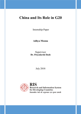 China and Its Role in G20