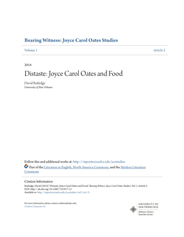 Joyce Carol Oates and Food David Rutledge University of New Orleans