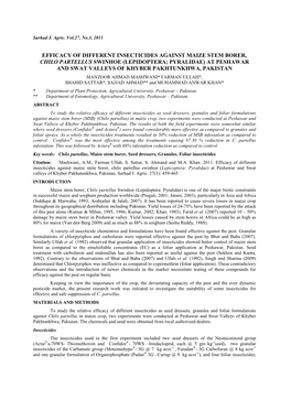 Efficacy of Different Insecticides Against Maize