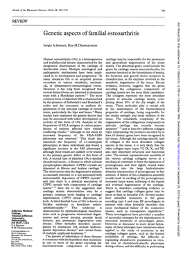 Genetic Aspects of Familial Osteoarthritis