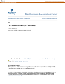 1968 and the Meaning of Democracy