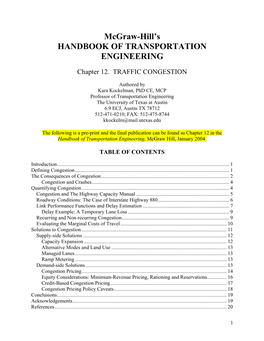 Mcgraw-Hill's HANDBOOK of TRANSPORTATION ENGINEERING