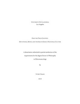 Los Angeles a Dissertation Submitted in Partial Satisfaction of the Requirements for the Degree Doctor of Philosophy in Ethnomu