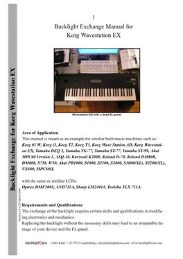 Backlight Exchange Manual for Korg Wavestation EX