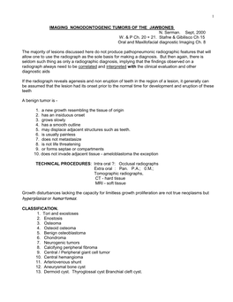 Imaging Nonodontogenic Tumors of the Jawbones N